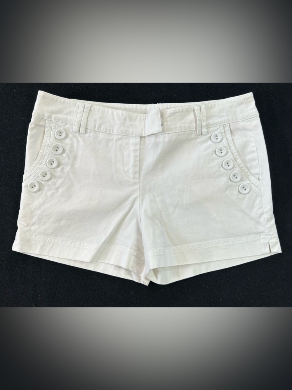 Cynthia Steffe White High-Waist Button-Detail Sailor Cotton Shorts size 8
